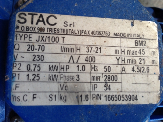 ขายปั้มน้ำหอยโข่งหัวสแตนเลส STAC 1 HP. 380 V ใบพัดหลายชั้น สภาพสวยมาก มี 3 ตัว พร้อมใช้งาน ขายปั้มน้ำหอยโข่งหัวสแตนเลส STAC 1 HP. 380 V ใบพัดหลายชั้น สภาพสวยมาก มี 3 ตัว พร้อมใช้งาน