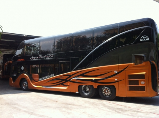 ขายรถทัวร์ 2 ชั้น 8 ล้อ สีส้ม ขายรถทัวร์ 2 ชั้น 8 ล้อ สีส้ม