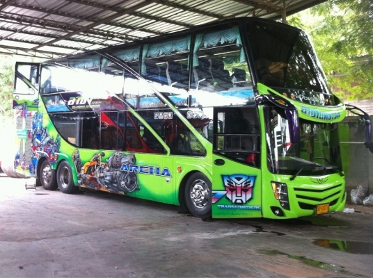 ขายรถทัวร์ 8 ล้อ 2 ชั้น สีเขียว