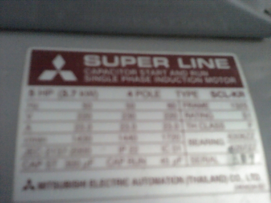 มอเตอร์มิตซูบิชิ 5 แรงม้า 220 V. สภาพใหม่พร้อมใช้ ผ่านการใช้งานมาน้อย(มี 1 ตัว)