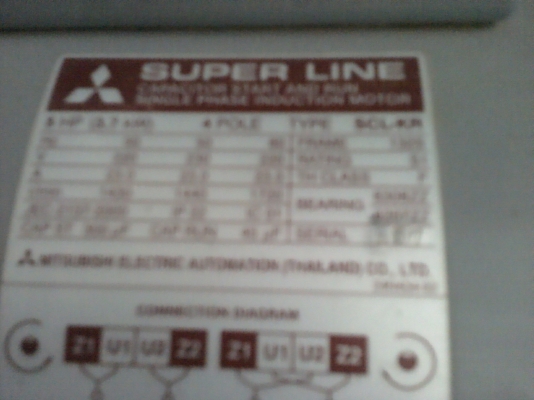 มอเตอร์มิตซูบิชิ 5 แรงม้า 220 V. สภาพใหม่พร้อมใช้ ผ่านการใช้งานมาน้อย(มี 1 ตัว)