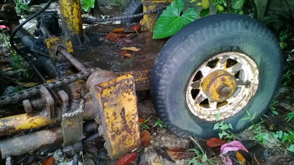 เครื่องกวาดถนน3ล้อ ใช้รถลาก ระบบไฮดรอลิกแบบโยก(แบบประหยัด)