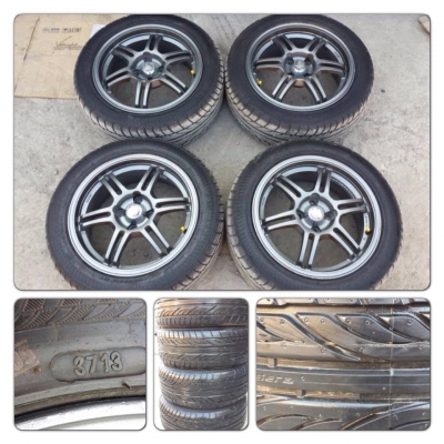 ขายล้อแม็กมือ2 Enkei ขอบ15 4รู100+ยางเหมือนใหม่ปี13ราคา 9,900 บาทถูก