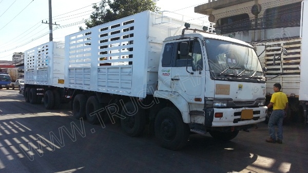 รถบรรทุก พ่วงแม่-ลูก ยี่ห้อ NISSAN 290 แรงม้า ติดแก๊ส NGV 8 ถัง ลักษณะถังยืน