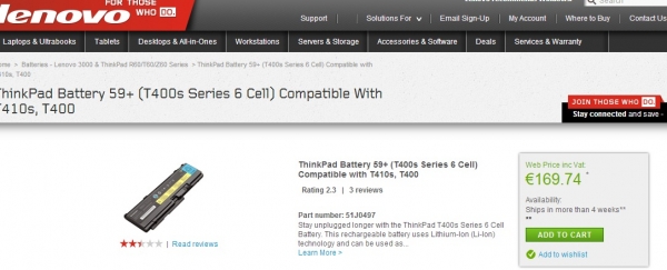 แบตเตอรี่ ของแท้ 6 เซลล์ T410S,T410Si,T400S ของใหม่ แค่ 1,990 บาท เท่านั้น