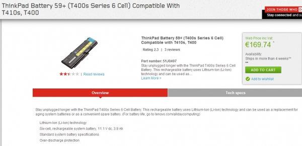 แบตเตอรี่ ของแท้ 6 เซลล์ T410S,T410Si,T400S ของใหม่ แค่ 1,990 บาท เท่านั้น