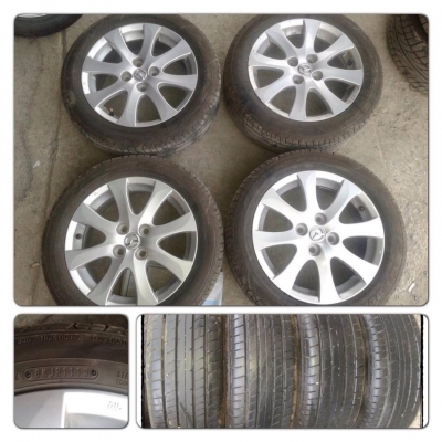 ขายล้อแม็กซ์ขอบ15 Mazda 2 4รู100 + ยางปี13 ราคา 9,900 บ.ถูก