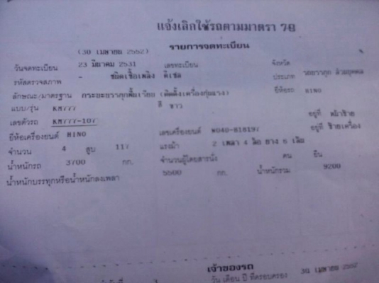 รถฮีโน่ 6 ล้อ ติดเครน 8 ตัน. KM777  117 แรงม้า.  สนใจติดต่อ 081 - 6079515