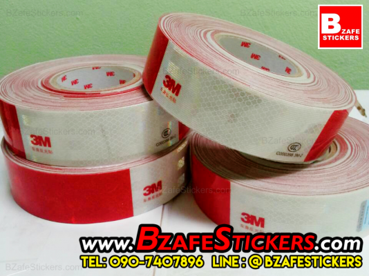 ขายสติ๊กเกอร์สะท้อนแสง3m สติ๊กเกอร์สะท้อนแสงติดรถยนต์ ขาวแดงสะท้อนแสง3m สติ๊กเกอร์3m