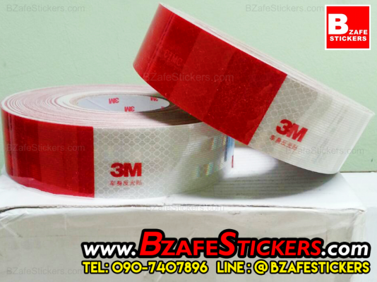 ขายสติ๊กเกอร์สะท้อนแสง3m สติ๊กเกอร์สะท้อนแสงติดรถยนต์ ขาวแดงสะท้อนแสง3m สติ๊กเกอร์3m