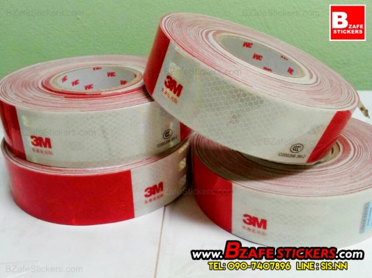ขายสติ๊กเกอร์สะท้อนแสง3m สติ๊กเกอร์สะท้อนแสงติดรถยนต์ ขาวแดงสะท้อนแสง3m สติ๊กเกอร์3m