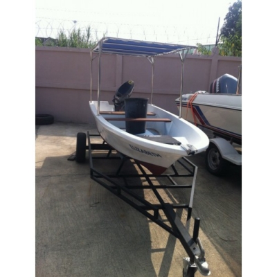 ขายเรือตกปลาไฟเบอร์กลาส 13ฟุต+เครื่อง Yamaha CV25 +เทลเลอร์