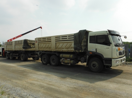 ขายดาวน์รถพ่วง FAW 380 แรงม้า CNG กระบะดั๊มพ์ 3 มิตร