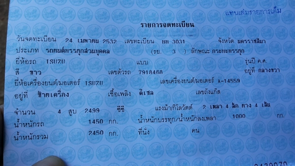 **143,000 บ.ต่อรอง**ขายกระบะแค็ป มังกรทอง2.5 87HP ปี32/89 เครื่องเดิมเกียร์เดิม เครื่องแน่นดี แรง ประหยัด ช่วงล่างดีคัสซีดีเดิม (มีปะหูแหนบหลังซ้ายนิดหน่อย) กระบะมีพื้นปูกระบะ ล้อแม็กสวยๆ หัวเก๋งดีแปลงหน้าเป็น"แป๊ะยิ้ม"ลงเล่ม ภายในสวยคอนโซลครบ แ