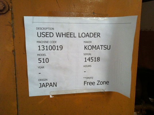 ขาย ! รถตัก(ล้อยาง) นำเข้ามือสอง KOMATSU รุ่น 510 /  14518
