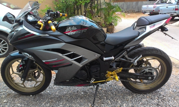 ขาย KAWASAKI NINJA 2013 สภาพสวยขั้นเทพ มีของแต่งให้ด้วย รถจดทะเบียน 24 มิถุนายน 2556 (6เดือน) มีเอกสารครบโอนได้เลย ภาษีไม่ขาด รถวิ่งน้อยครับ 5200 โล สภาพรถ 95\%ขึ้นครับ ได้ไปเหมือนได้รถใหม่ ความเร็วรถวิ่งได้ 160+   ขอขายราคา 120000 บาทถ้วน ไม่ลดงดต่อครับ แ