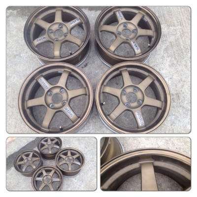 ขายแม็กมือ2 TE37 สีน้ำตาลไหม้ ขอบ 15 กว้าง 7 4 รู100 ราคา 8,500 บาทถูก