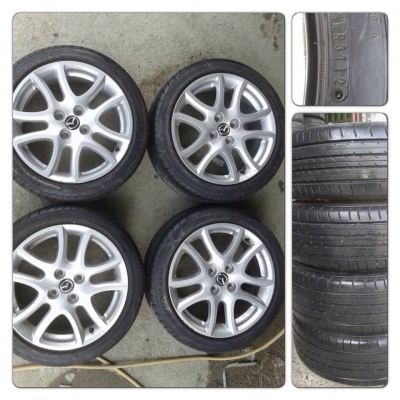 ขายล้อแม็กซ์ขอบ16 ตัว Top Mazda 2 4รู100 + ยางปี12 ราคา 8,500 บ.ถูก