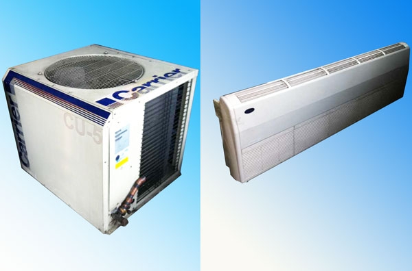 ขายแอร์ ยี่ห้อ CARRIER ขนาด 60000BTU ปี 07 ใช้ไฟ 380V  สภาพ 85\%  (คอยด์ร้อนลูกเต๋า ระบายลมร้อนออกบน) ใช้งานได้ดี มีอยู่ 5 ชุด ราคาตอนซื้อชุดละ 60000 บาท ต้องการขายเหมาราคาถูก