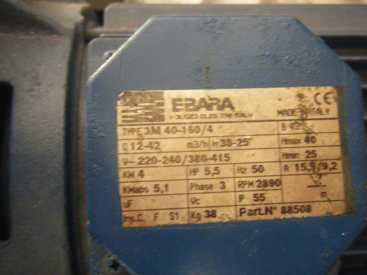 ปั๊มน้ำบูสเตอร์  EBARA รุ่น : 3M 40-160/4.0 5.5kv 2ตัว