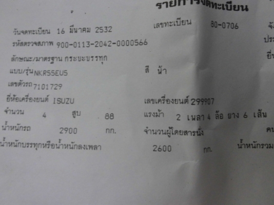 ขายหกล้อ ดั้ม IZUSU NKR 88 รถห้างไทยแท้ เครื่องดี คัชซีสวย เอกสานพร้อมโอน