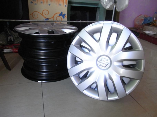 ขายล้อกะทะ พร้อมฝาครอบ Suzuki switt ขอบ 15 นิ้ว 4 รู ของใหม่