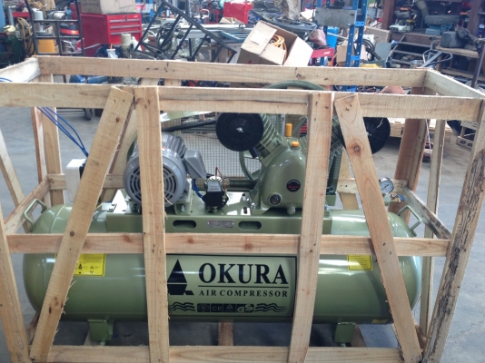 ขาย ปั้มลม OKURA 3HP 3เฟท 260L. มอเตอร์ มิตซูบิชิ JAPAN มีกล่องแมกเนติก สินค้าใหม่แกะกล่อง รับประกัน2 ปี 0811108882