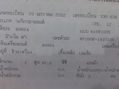 ขาย WAVE 100 UBOX เครื่องเดิมปี52