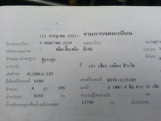 รถฮีโน่ 10 ล้อ FL3H ตู้เย็น เปลื่ยนเครื่อง 210 แรงม้า. สนใจติดต่อ 081 - 6079515