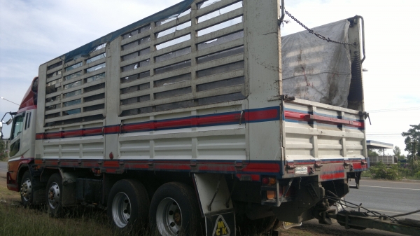 ขายรถ 24 ล้อ 2 เพลา กระบะคอกเหล็กเกษตรไม่ดั้ม MITSUBISHI FUSO Super Great 335 แรง ปี.55 รถสวย มี 3 พ่วง สนใจโทร จัดแน้นได้