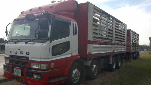 ขายรถ 24 ล้อ 2 เพลา กระบะคอกเหล็กเกษตรไม่ดั้ม MITSUBISHI FUSO Super Great 335 แรง ปี.55 รถสวย มี 3 พ่วง สนใจโทร จัดแน้นได้
