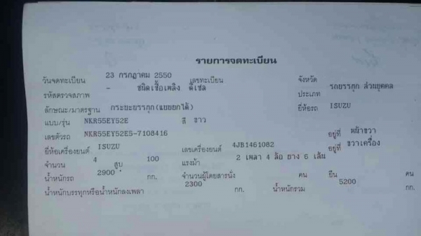 รถอีซูซุ 6 ล้อดั้ม NKR 100 แรงม้า ปี 50.  สนใจติดต่อ 081 - 6079515