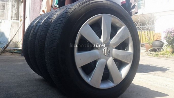 กะทะ14" 4รู100 ดุมกลางใหญ่โคตร + ยาง Maxxis 165/70/14 ปี11 ยางใช้ได้อีกยาวๆ