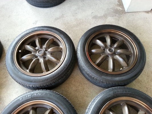 ล้อกล้วย(9,000.-)ขอบ16"งานrota+ยางใส่4รู100 กว้าง7"ออฟ40(สีเดิมๆน้ำตาลไหม้ขอบชา)(ปกติ9,700.-)