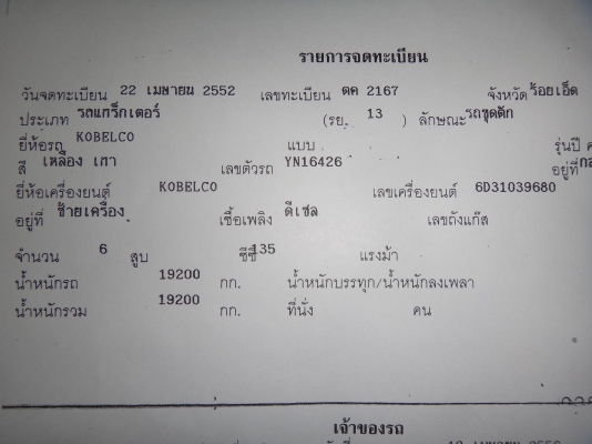 ขายด่วน  รถแบคโฮ  KOBELCO  SK200 เก๋งเทา เอกสารเล่มทะเบียน สภาพดี พร้อมใช้งาน