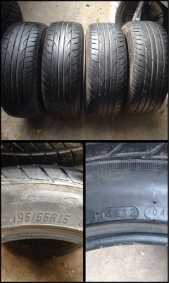 ขายยาง Maxxis I-PRO 195-55-15 ปลายปี12 เทรดแว240  ดอกเต็มๆ 95\%  1ชุด  เร้าๆเลย