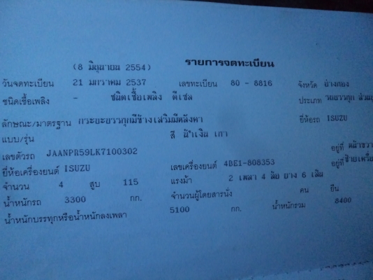 ขาย395000บาท รถอีซูซุ6ล้อ115แรง