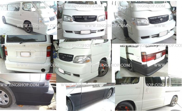 ขายชุดแต่งรถตู้ไฮเอดหัวจรวดช่วงยาวตาเพชรรอบคัน15000บ.