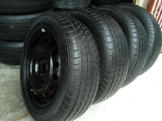 ล้อกะทะวีออส พร้อม ฝาครอบ ยาง 185 60 15 น้องๆป้ายแดง