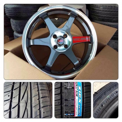 ขายแม็กใหม่100\% TE37SL ขอบ17 กว้าง7.5 ออฟ40 4 รู100 +ยางใหม่Farken ZE912 ของแถมเพียบ!!!! เพียง 24,000 บาท*****