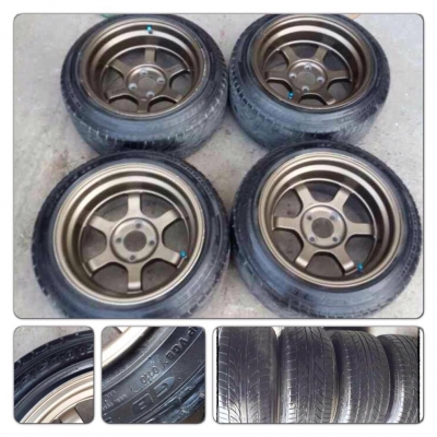 ขายล้อโหดๆปริ้นๆ15 TE37V งาน ติ๊กพัทยา กว้าง 9 ออฟ 0 +ยางปี10 ราคา 12900 B ถูก