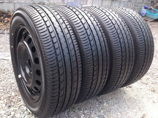 ขายยางพร้อมกะทะถอดป้ายแดง TOYOTA VIOS ยางYOKOHAMA 185/60R15 ยางสัปดาห์ที่28 ปี13 (ตุ่มหน้ายางสีมีอยู่ครบ) จำนวน 1 ชุด พร้อมฝาครอบ