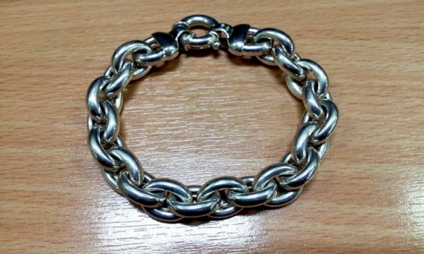 สร้อยข้อมือ เงิน Silver 925 Italy แท้ กว้าง12มม. ยาว8นิ้ว 36.4กรัม