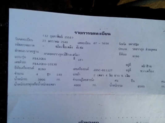 FB4J ขายครับ หกล้อล่อง พร้อมเล่มทะเบียนครับ