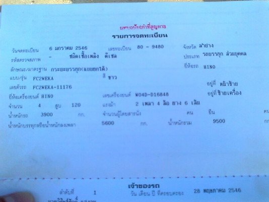 หกล้อ HINO FC รถปี 38 เครื่อง 120 แรง เก๋งบาง ไม่เคยชน