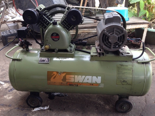 ขายปั้มลม SWAN มอเตอร์ Toshiba 1 HP. ไฟบ้าน วิ่งนิ่ม สภาพสวยมาก พร้อมใช้งาน