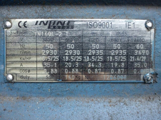 ขายมอเตอร์ INLINE 25 HP. 2800 RPM. 380 V สภาพสวย วิ่งนิ่ม ใช้เทสงานมาไม่กี่ชั่วโมง พร้อมใช้งาน เหลือ 1 ตัวครับ