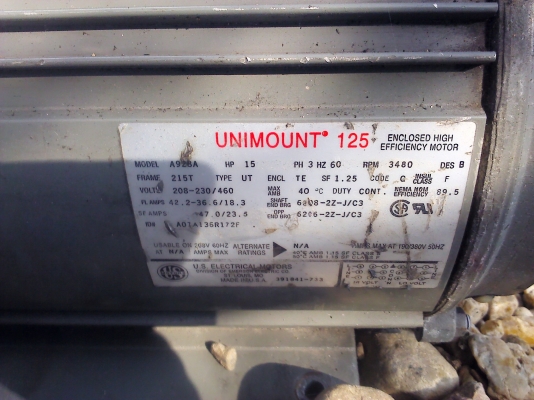 มอเตอร์ 15 แรงม้า ใช้ไฟ 220-380V. 3 เฟส ยี่ห้อ UNIMOUNT (มี 3 ตัว)