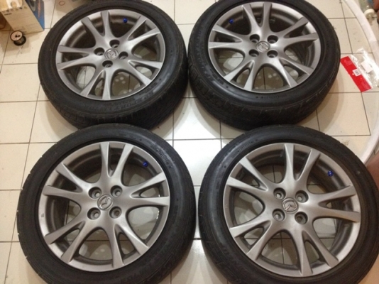 ขายแม็กซ์เดิมมือ2 ขอบ16 ตัว Top Mazda 2 สีเทากัล 4/100 + ยาง 7,300 บ.ราคาถูก