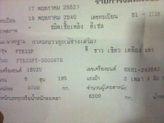 ขาย 6 ล้อใหญ่ เดก้า 195 แรง / ปี 40 / ยาว 7.20 เมตร ( ยาง 900-20 )